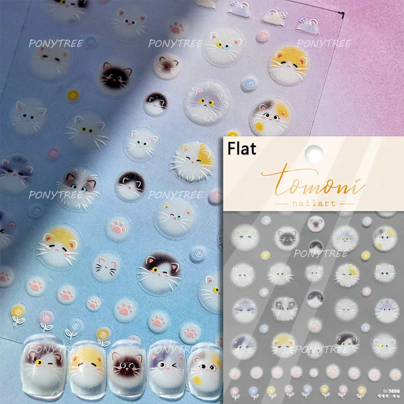Cartoon Black Kitten Cute Cat Star Moon Bowknot Cat's Paw Flaky Cloud Self Adhesive Nail Art Decoration Stickers Manicure Decals (ONLINE ORDER ONLY)