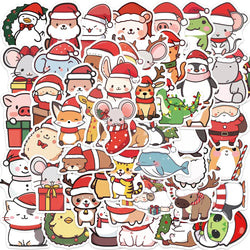 10/50Pcs Cute Christmas Animal Decoration Graffiti Stickers Aesthetic DIY Luggage Bike Phone New Year Gift Sticker Kid Toy (ONLINE ORDER ONLY)