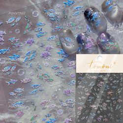 Ray Fish Shell  Conch Water Bubbles Octopus Starfish Mermaid Jellyfish Otter Dolphin Nail Art Decorations Sticker Manicure Decal (ONLINE ORDER ONLY)