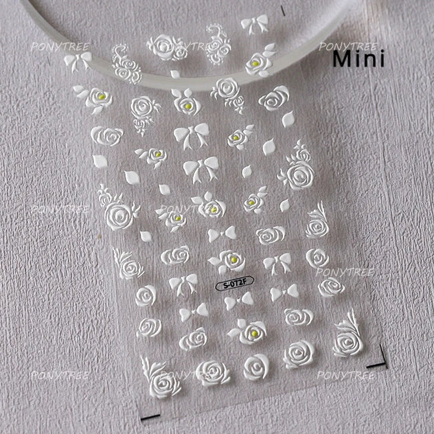 Chic Romantic Red White Flower Hot Stamping 5D Self Adhesive Nail Art Stickers Shiny Dreamy Camellia Rhinestone Manicure Decals (ONLINE ORDER ONLY)