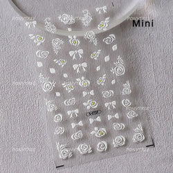 Cute Beige Yellow Pristine Fresh Daisy Flower 5D Shiny Soft Embossed Relief Charm Self Adhesive Nail Art Stickers Manicure Decal (ONLINE ORDER ONLY)