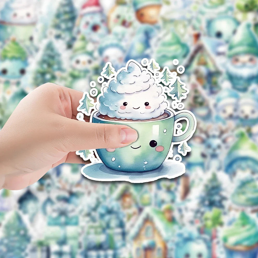 10/30/50pcs Kawaii Green Christmas Cartoon Stickers Decals Notebook Phone Guitar Fridge Car Waterproof Graffiti Sticker Kid Toys (ONLINE ORDER ONLY)