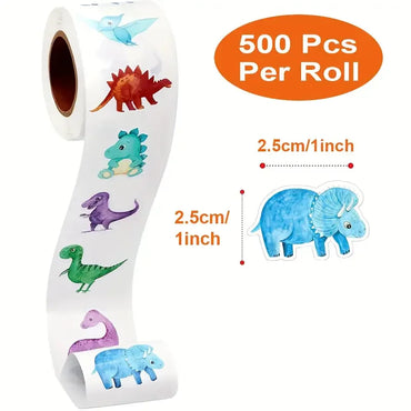 100-500pcs Animals Dinosaur Stickers Reward Stickers for School Reward Students Teachers Cute Decoration Gift Box Sticker Label (Online Order Only)