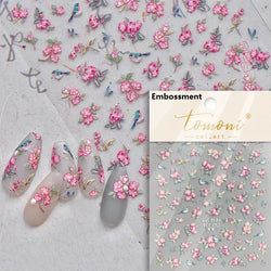Pale Flower Bouquet Label Bowknot Stationery Sunflower Daisy Leaf 3D Self Adhesive Nail Art Stickers Rhinestone Manicure Decals (Online Order Only)