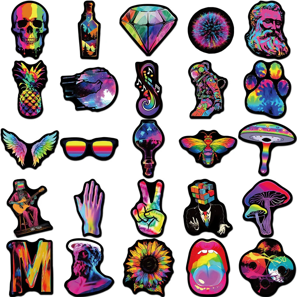 10/30/50pcs Cartoon Rainbow Cool Waterproof Stickers Aesthetic Decals DIY Laptop Suitcase Phone Car Decoration Sticker Kids Toys (Online Order Only)