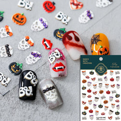 Halloween Ghost Pumpkin Bat Coffin Cat Spider Demon Jelly Self Adhesive Nail Art Sticker Terrifying Candy Candle Manicure Decals (ONLINE ORDER ONLY)