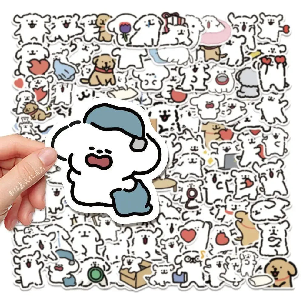 10/50/100PCS Cartoon Cute Line Dog In The Book Stickers DIY Toy Laptop Luggage Skateboard Suitcase Guitar Graffiti Decal Sticker (ONLINE ORDER ONLY)