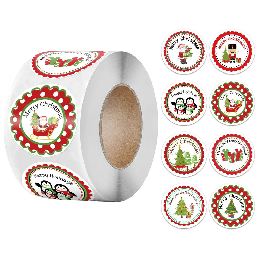 100-500Pcs New Merry Christmas Stickers Gift Packaging Seal Labels for New year decor, Greeting cards, Candy bags Stickers (ONLINE ORDER ONLY)