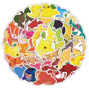 10/30/54PCS Fruit Graffiti Stickers Funny Shark Cartoon Decals Kids Toys Luggage Laptop Phone Guitar Car Decoration Food Sticker (ONLINE ORDER ONLY)