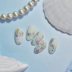 Shiny Colourful Marine Shell Starfish Ocean Elements Star Water Bubbles Star Conch Underwater Nail Art Stickers Manicure Decals (ONLINE ORDER ONLY)