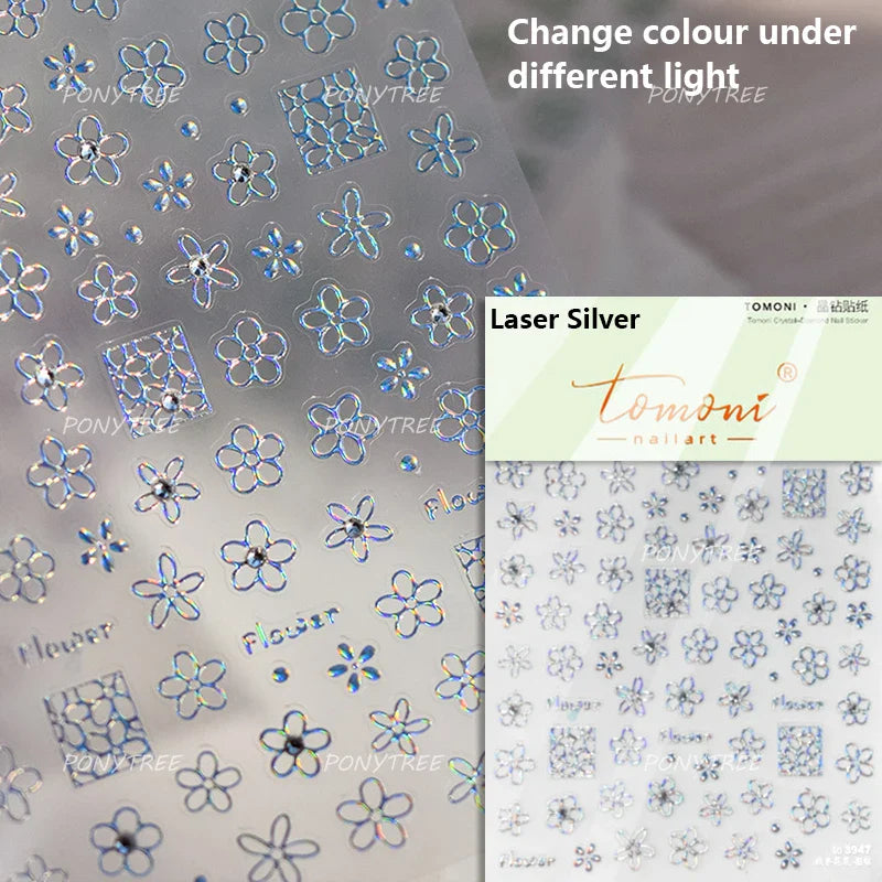 Shiny Cherokee Rose Golden Cherry Blossom Cherish Enjoy Flower Line Petal Delicate Self Adhesive Nail Art Sticker Manicure Decal (ONLINE ORDER ONLY)