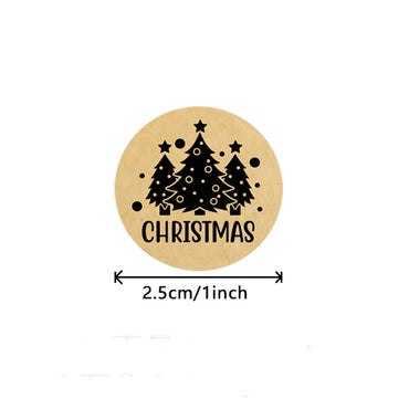 100-500pcs Brown Christmas Labels Sealing Sticker Aesthetic Kraft Paper Thank You Stationery Supply Decorative Scrapbook (ONLINE ORDER ONLY)