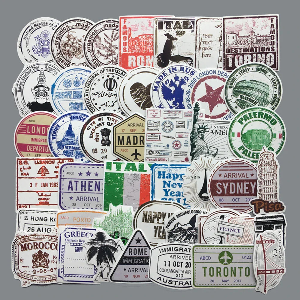 31pcs Japanese korea stop sign logo Stickers Pack For On The Laptop Fridge Phone Skateboard Travel Suitcase Sticker (ONLINE ORDER ONLY)
