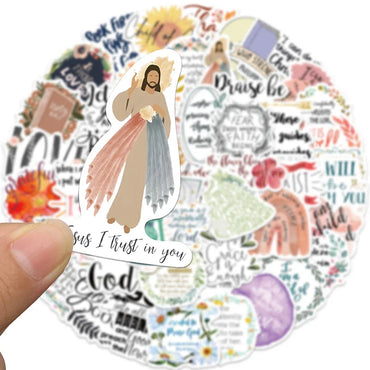 10/30/52PCS Jesus Bible Sticker Aesthetic Sketchbook PVC Laptop Diary Decoration Scrapbooking School Stationery Supply for Kids (Online Order Only)