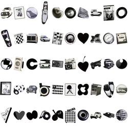 10/30/50/100pcs Ins Style Cute Stickers Black White Simple Decals Kids Toy DIY Laptop Notebook Phone Suitcase Decoration Sticker (ONLINE ORDER ONLY)
