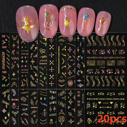 20pcs Laser Shining Aurora Shell Butterfly Nail Stickers 5D Nail Art Design Decals DIY Manicure Y2K Bronzing Stickers For Nails* (ONLINE ORDER ONLY)