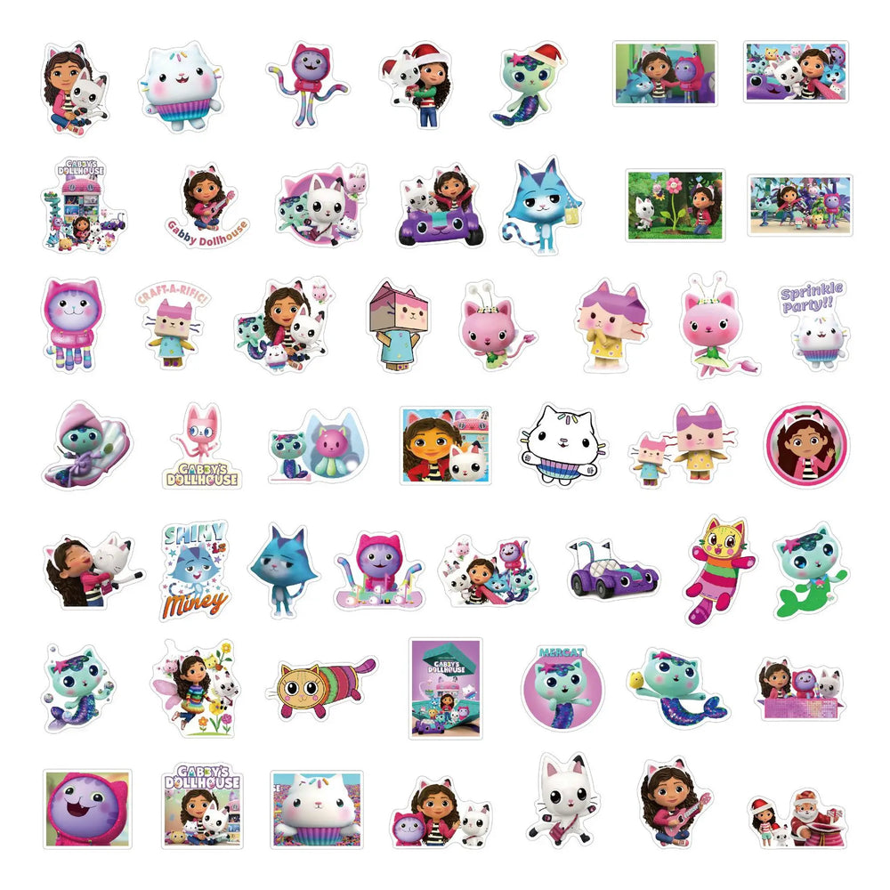 10/30/50PCS Gabby's Dollhouse Stickers Kids Toys Sticker Funny Animation Decals Cute Cat Cartoon Decoration Laptop Guitar Bike (ONLINE ORDER ONLY)