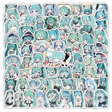 10/30/50/100PCS Kawaii Hatsune Miku Stickers Blue Cartoon Sticker Fridge Luggage Laptop Phone Guitar Skateboard Graffiti Decals (ONLINE ORDER ONLY)
