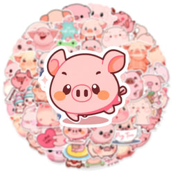 10/30/50PCS Kawaii Pink Pig PVC Sticker Aesthetic DIY Decoration Scrapbooking Stationery Hand Accounting Supplies for Kids (ONLINE ORDER ONLY)