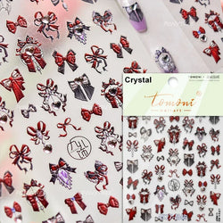 Colourful Tender Bowknot Embossment Shiny Tie Delicate Elegant 3D 5D Self Adhesive Nail Art Stickers Rhinestone Manicure Decals (ONLINE ORDER ONLY)