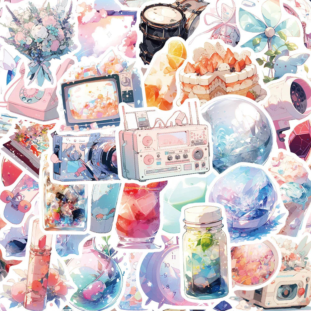 Kawaii Aesthetic Stickers Pack - Cartoon Decals for Scrapbook, Laptop, Phone, Suitcase (Online Order Only)