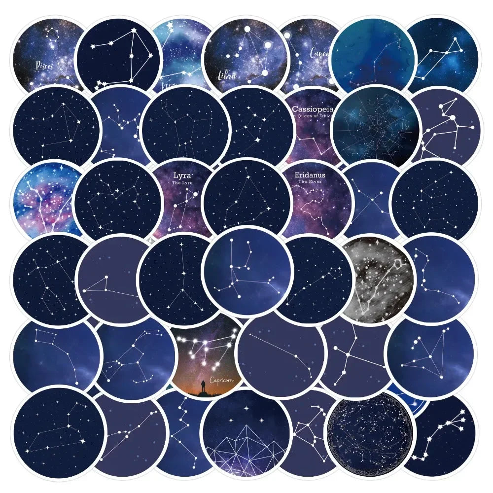 10/60Pcs Twelve Constellations Graffiti Stickers Laptop Computer Phone Luggage Guitar Waterproof Graffiti Bicycle Vinyl Sticker (ONLINE ORDER ONLY)