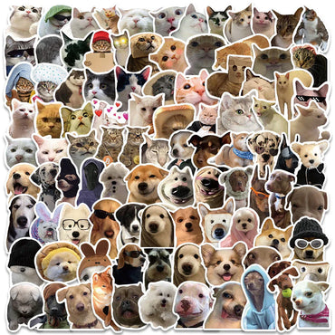 10/30/50/100pcs Funny Cat Dog Meme Stickers Cute Animal Decals Decoration DIY Scrapbook Skateboard Luggage Laptop Fridge Toy (ONLINE ORDER ONLY)
