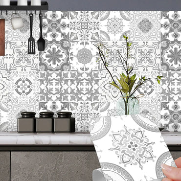 12PCS Gray Moroccan Wall Sticker Art Waterproof Vinyl Peel and Stick Tile Sticker Home Decor Kitchen Bathroom Decal 15CM (ONLINE ORDER ONLY)