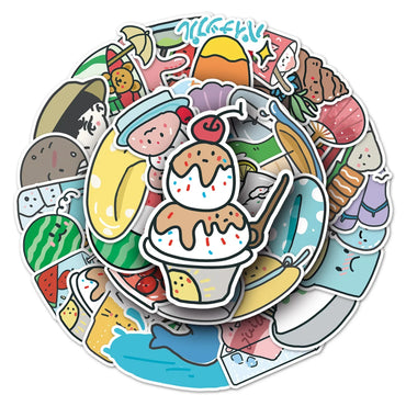 50Pcs Cute Cartoon Waterproof Vinyl Stickers for Skateboard Snowboard Decals (Online Order Only)