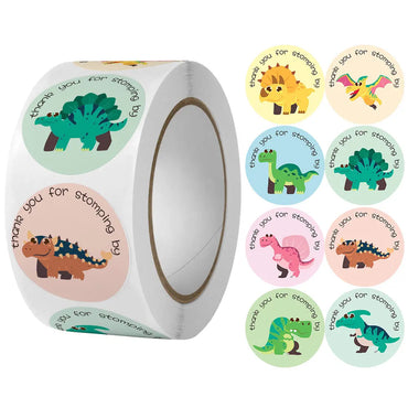100-500Pcs Round Dinosaur Children Reward Stickers Cute Toy Tags Gift Decoration Sealing Label Stationery Supplies Stickers (Online Order Only)