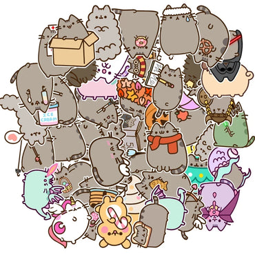 10/30/50PCS Kawaii Chunky Cat Stickers Cute Decals Kids Toy PVC Waterproof Phone Diary Suitcase Skateboard Bike Car Sticker Gift (ONLINE ORDER ONLY)