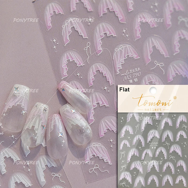 French Style Bronzing Arc Lava Metal Flow Curvy Delicate Punk Charming Self Adhesive Nail Art Stickers Manicure Decals Wholesale (Online Order Only)