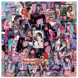 10/30/52PCS Cartoon Anime Girls Illustration Stickers Cute Beauty Sweetheart Decals for DIY Phone BIke Notebook Laptop Suitcase (ONLINE ORDER ONLY)