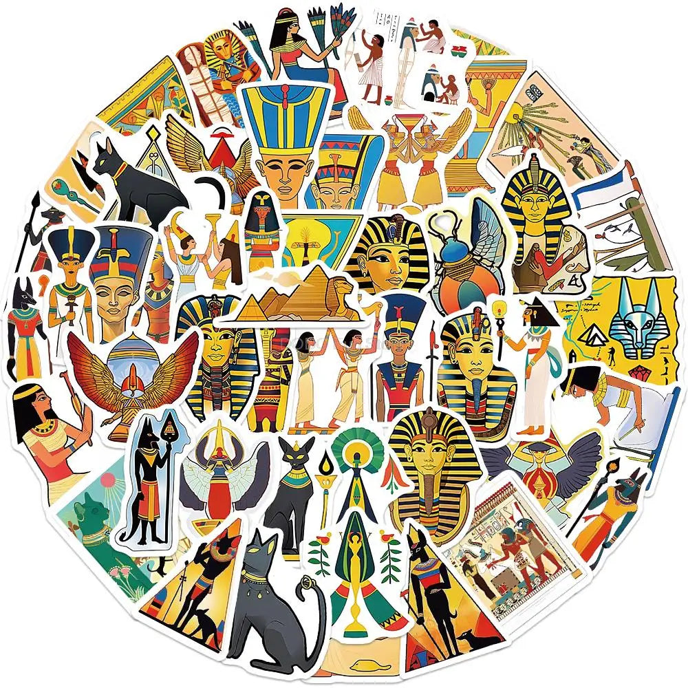 Ancient Egypt Sticker Set: Waterproof Retro Art for Luggage, Guitar, Helmet, Skateboard, Cup, Phone (ONLINE ORDER ONLY)
