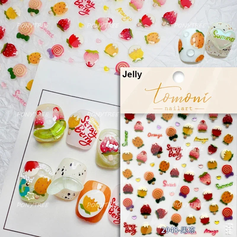 Carambola Grape Honey Peach Cherry Pineapple Pineapple Orange Apple Lemon Bromeliad Fruit Jelly Nail Art Sticker Manicure Decals (ONLINE ORDER ONLY)