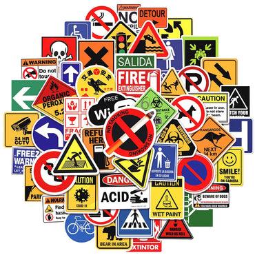 10/30/50/100pcs Cool Warning Sign Graffiti Stickers  Danger Banning Decals Motorcycle Laptop Skateboard Phone Waterproof Sticker (Online Order Only)