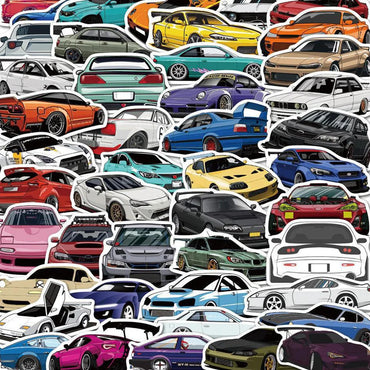 10/30/50/100PCS Cartoon JDM Racing Car Favorites Graffiti Stickers DIY Kids Classic Toy Travel Luggage Guitar Waterproof Decals (ONLINE ORDER ONLY)