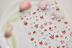 Apple Bear Bunny Snowman Winter Tree Bell Dog Self Adhesive Nail Art Stickers Snowflake Santa Claus Rhinestone Manicure Decals (ONLINE ORDER ONLY)