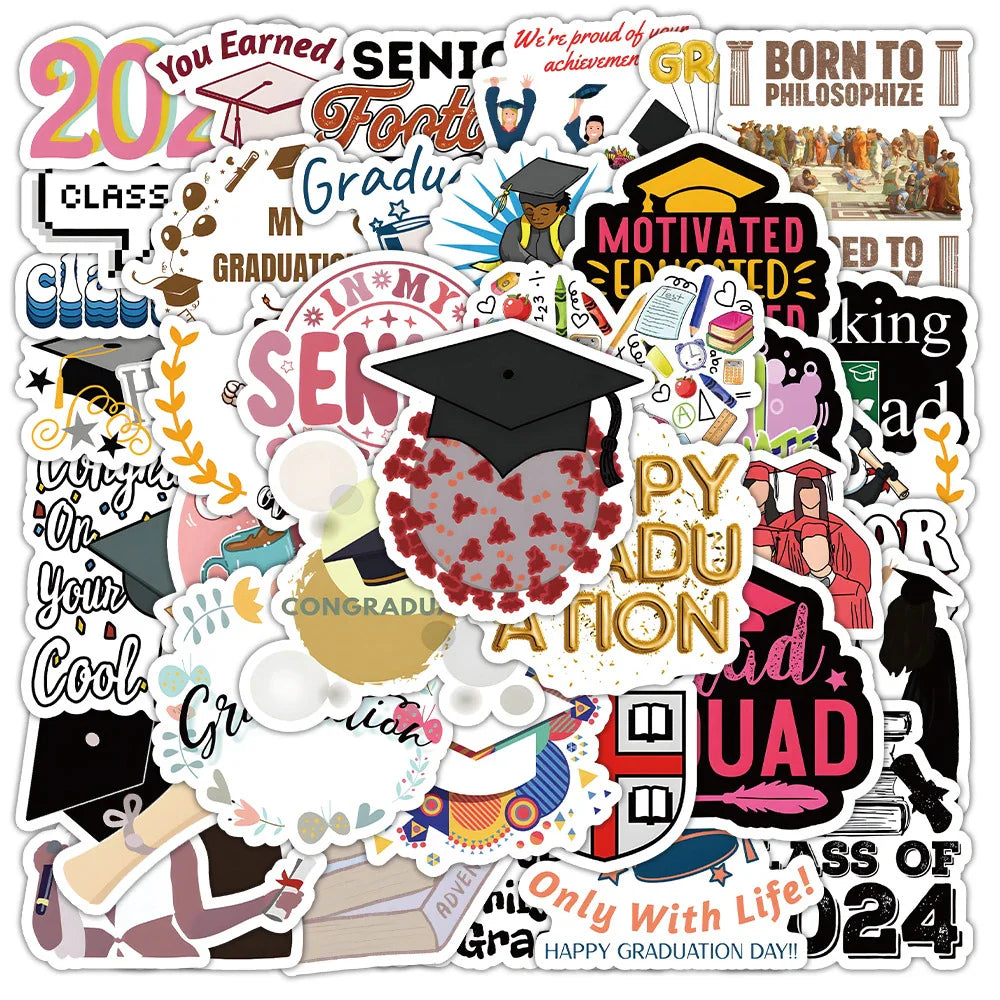 Graduation Decoration Stickers Set - DIY Laptop Phone Suitcase Decals (Online Order Only)