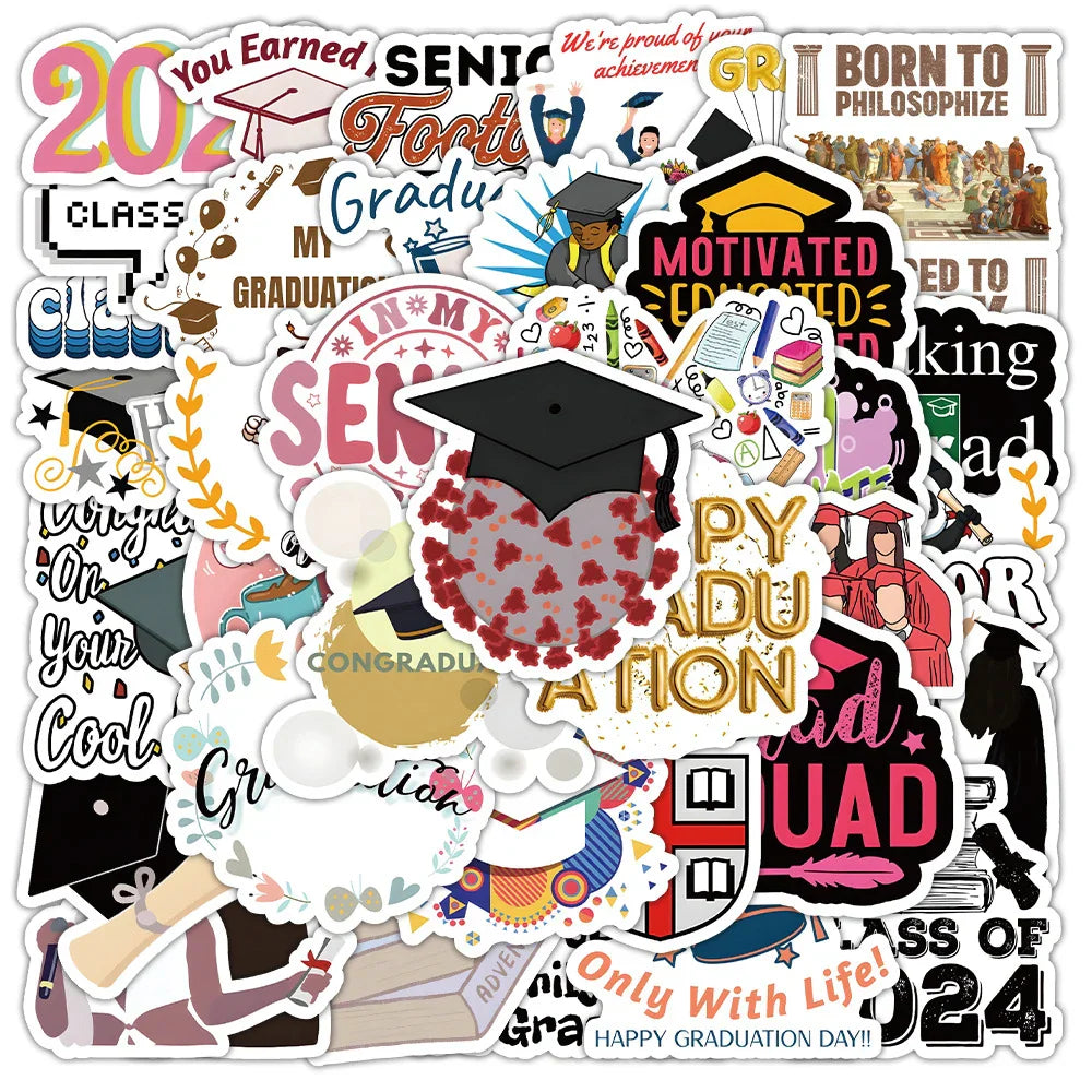 Graduation Decoration Stickers Set - DIY Laptop Phone Suitcase Decals (Online Order Only)