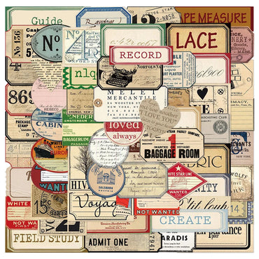 10/30/60pcs Europe and America Retro Label Stickers Vintage Decals Laptop Motorcycle Phone Travel Luggage Waterproof Sticker Toy (Online Order Only)