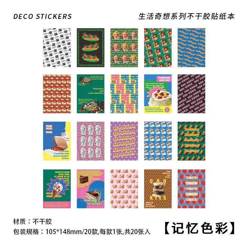 20 sheets Life Fantasy Series Scrapbooking Sticker Book Hand Account Background Decorative Sticker Label DIY Material Stationery (Online Order Only)