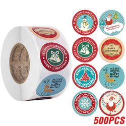 100-500pcs Christmas Stickers Roll Cartoons Gift Card Party Package Cute Santa Label Sealing Decor Party Supplies For Reward Kid (ONLINE ORDER ONLY)