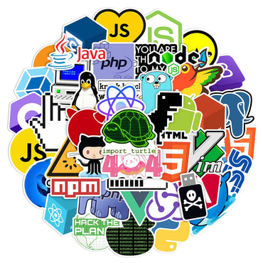 10/30/50pcs Funny Geek Java Programming Cartoon Stickers Skateboard Laptop Phone Motorcycle Guitar Cool Waterproof Sticker Toy (ONLINE ORDER ONLY)
