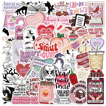 10/52pcs Cute Cartoon Bookish Smutty Reading Book Stickers Laptop Water Bottle Luggage Phone Waterproof Graffiti Vinyl Decals (Online Order Only)