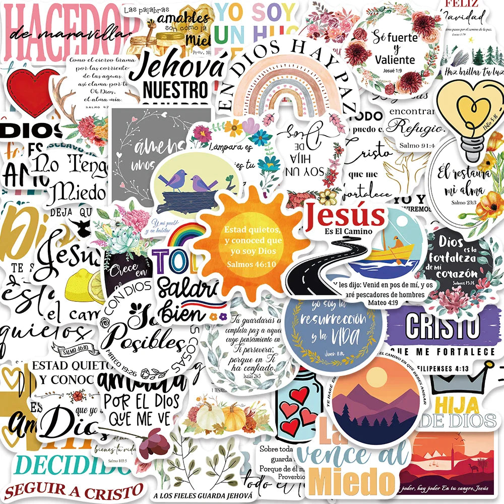 50PCS Bible Jesus Christian Boho Stickers Waterproof for Notebook Laptop Luggage (Online Order Only)
