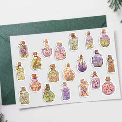50pcs Colorful Fantasy Glass Flower Stickers Scrapbooking Decorative DIY Stationery Waterproof Journals Notebooks (Online Order Only)