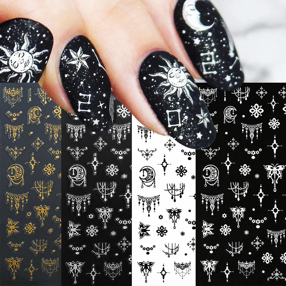 4pcs Elegant Metallic Butterfly Nail Art Stickers Holographic Silvery Chrome Effect Butterfly Sliders for Nails Manicure Decors* (ONLINE ORDER ONLY)