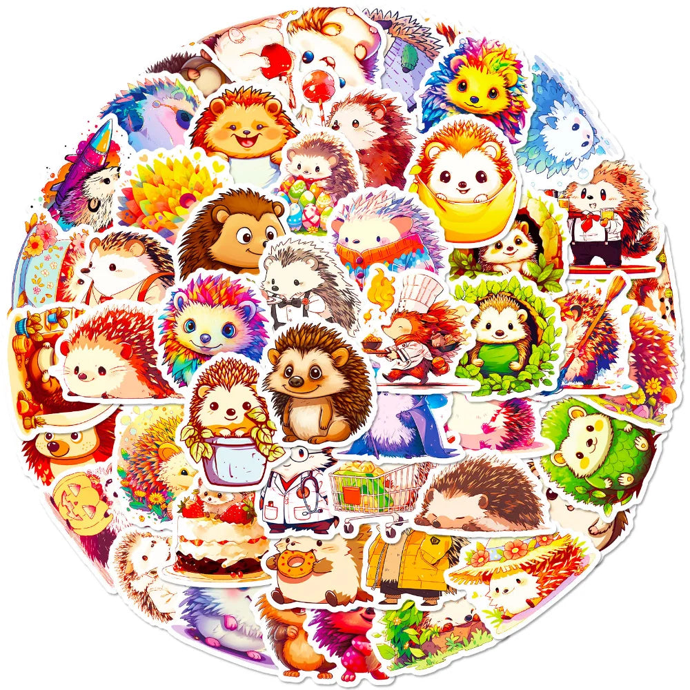 10/50Pcs Cartoon Animal Hedgehog Graffiti Waterproof Sticker Personalized Decoration Creative Refrigerator CupHelmetWholesale (ONLINE ORDER ONLY)