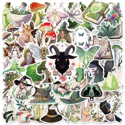 50PCS Green Witch Goth Anime Stickers Waterproof for Phone Skateboard Laptop (ONLINE ORDER ONLY)